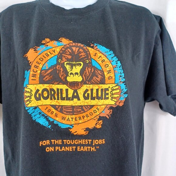 Anvil Retro Vintage Core Y2k Gorilla Glue Logo Black T-shirt Men's Sz Large - Picture 3 of 3